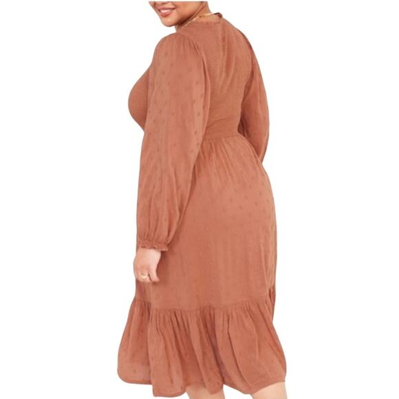 NWT Old Navy Smoked Midi Dress Women's Plus Size 3X Fit & Flare Clip Dot Design - Picture 3 of 16
